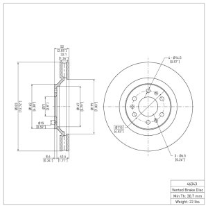 Cadillac SRX Brake Rotor (1) - Front - R1 Concepts - Plain - `04-`09